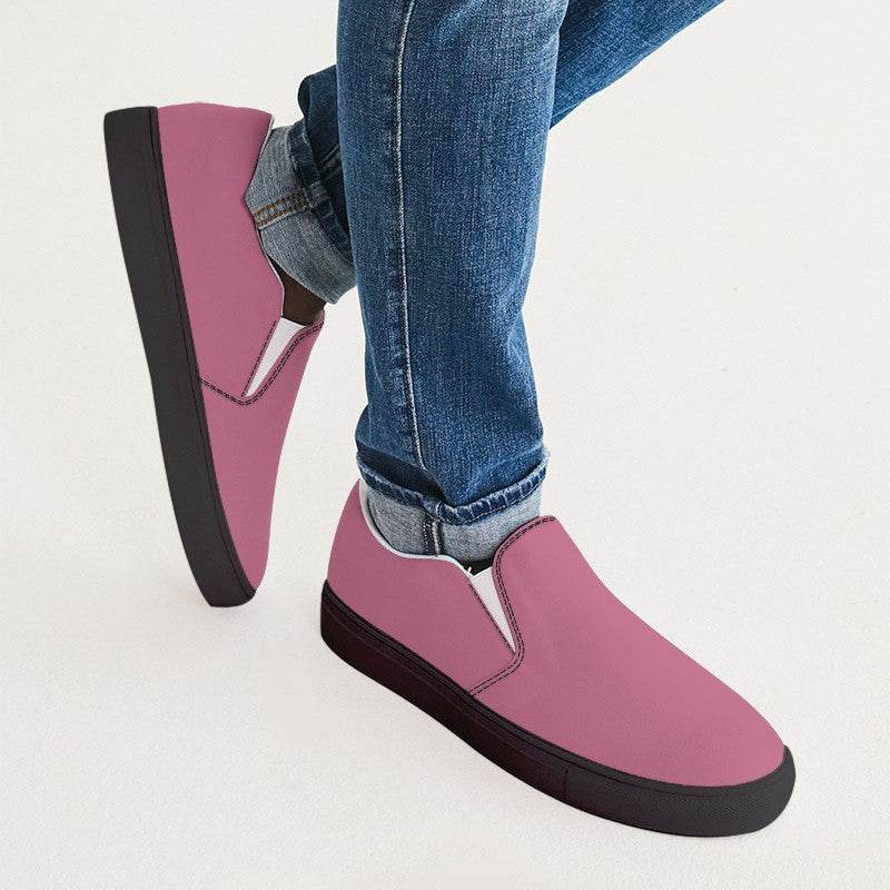Medium-Light Muted Pink Men's Slip-On Canvas Sneakers (PI-MU-ML) - Man CloseUp
