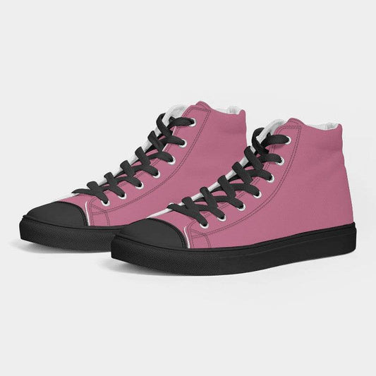 Medium-Light Muted Pink Women's High-Top Canvas Sneakers (PI-MU-ML) - Side 3