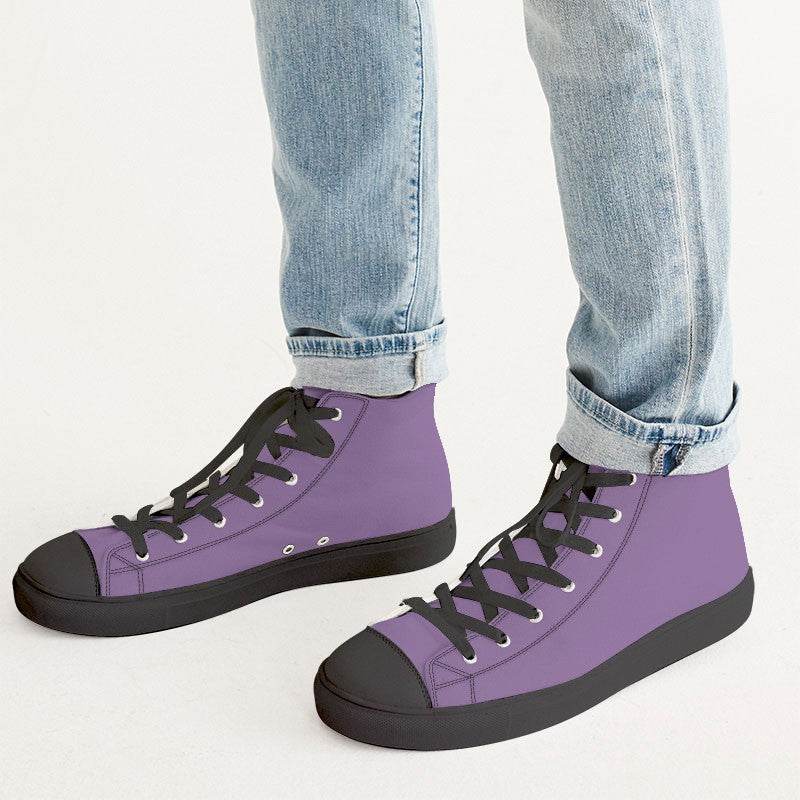 Medium-Light Muted Purple Men's High-Top Canvas Sneakers (MPU2-MU-ML) - Man CloseUp