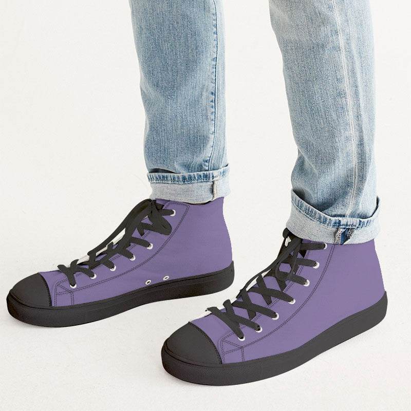 Medium-Light Muted Purple Men's High-Top Canvas Sneakers (PU-MU-ML) - Man CloseUp