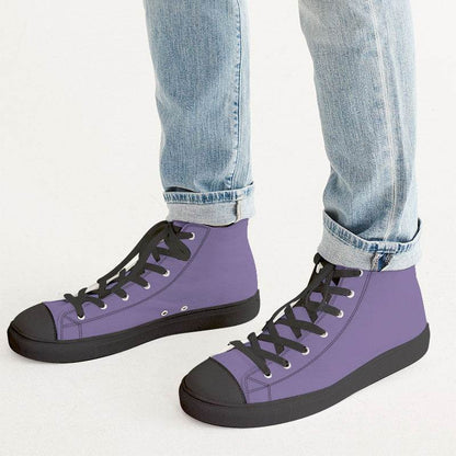 Medium-Light Muted Purple Men's High-Top Canvas Sneakers (PU-MU-ML) - Man CloseUp