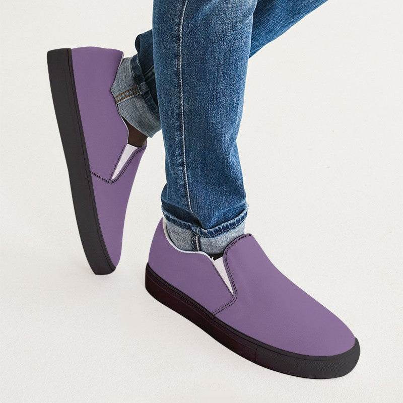 Medium-Light Muted Purple Men's Slip-On Canvas Sneakers (MPU2-MU-ML) - Man CloseUp