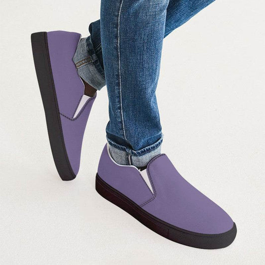 Medium-Light Muted Purple Men's Slip-On Canvas Sneakers (PU-MU-ML) - Man CloseUp