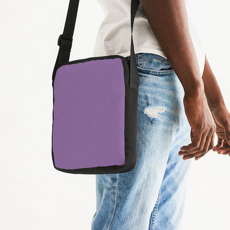 Medium-Light Muted Purple Messenger Pouch (MPU2-MU-ML) - Man Side CloseUp