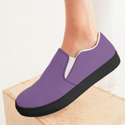 Medium-Light Muted Purple Women's Slip-On Canvas Sneakers (MPU2-MU-ML) - Woman CloseUp