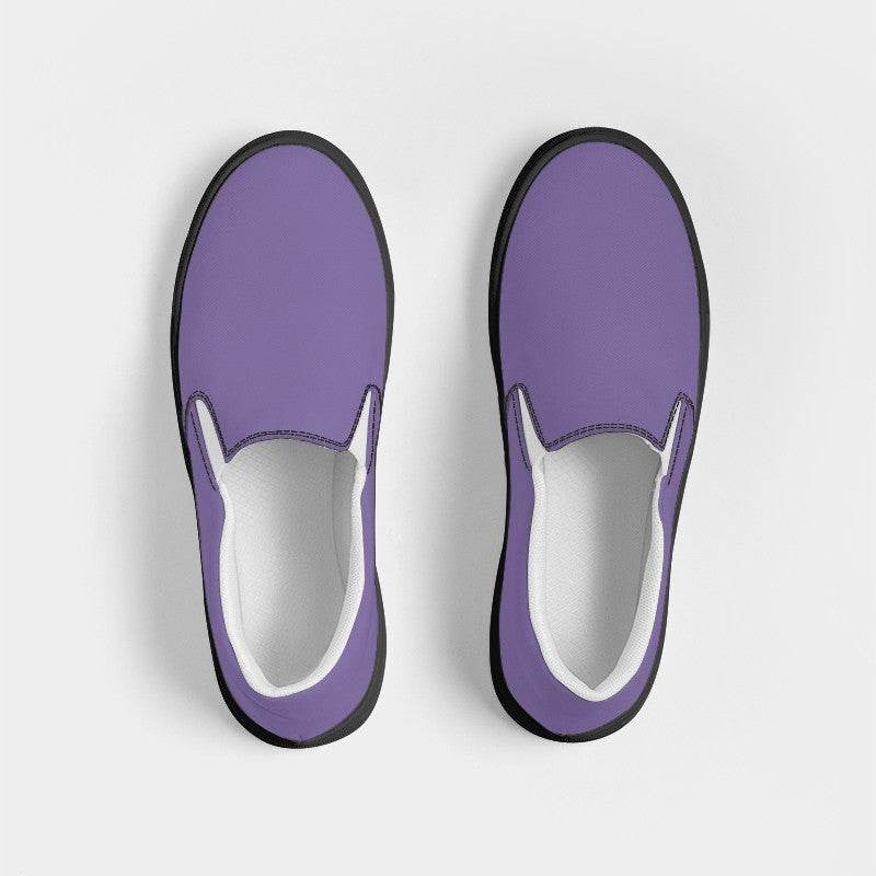 Medium-Light Muted Purple Women's Slip-On Canvas Sneakers (PU-MU-ML) - Top