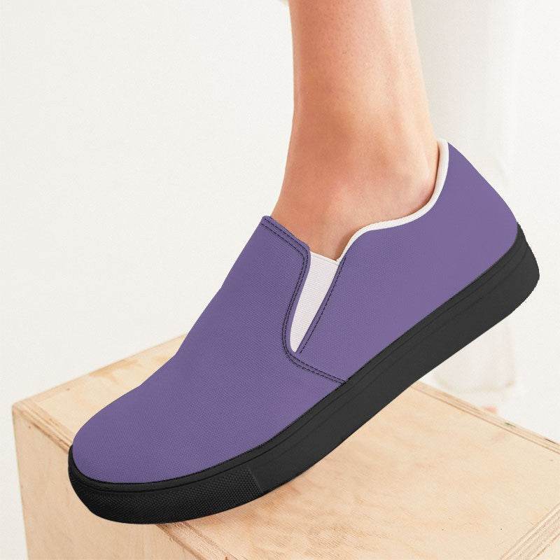 Medium-Light Muted Purple Women's Slip-On Canvas Sneakers (PU-MU-ML) - Woman CloseUp