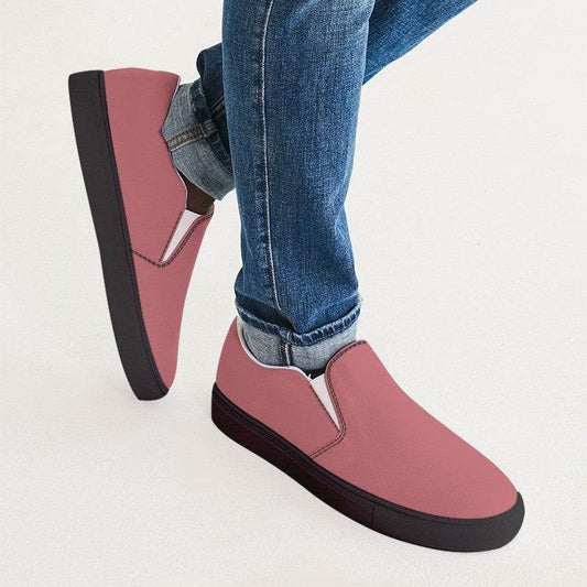 Medium-Light Muted Red Men's Slip-On Canvas Sneakers (RPI2-MU-ML) - Man CloseUp