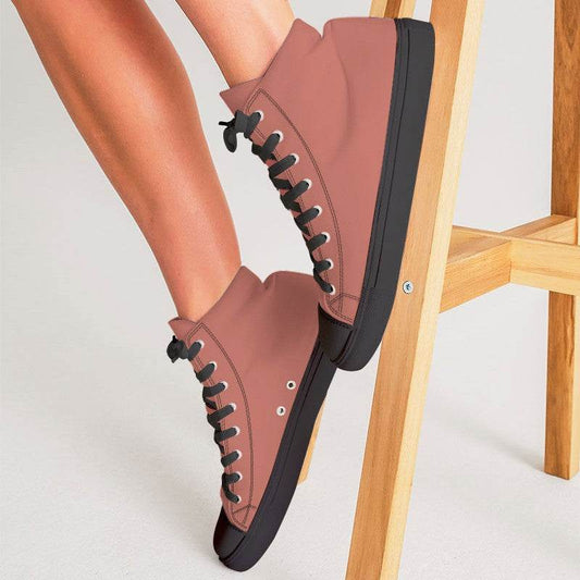 Medium-Light Muted Red Women's High-Top Canvas Sneakers (R-MU-ML) - Woman CloseUp