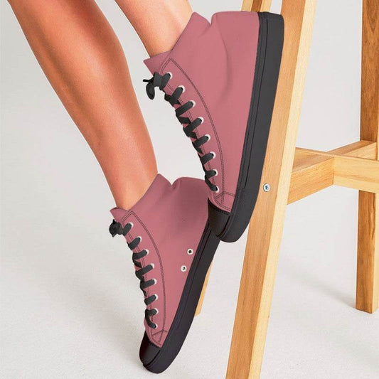 Medium-Light Muted Red Women's High-Top Canvas Sneakers (RPI2-MU-ML) - Woman CloseUp