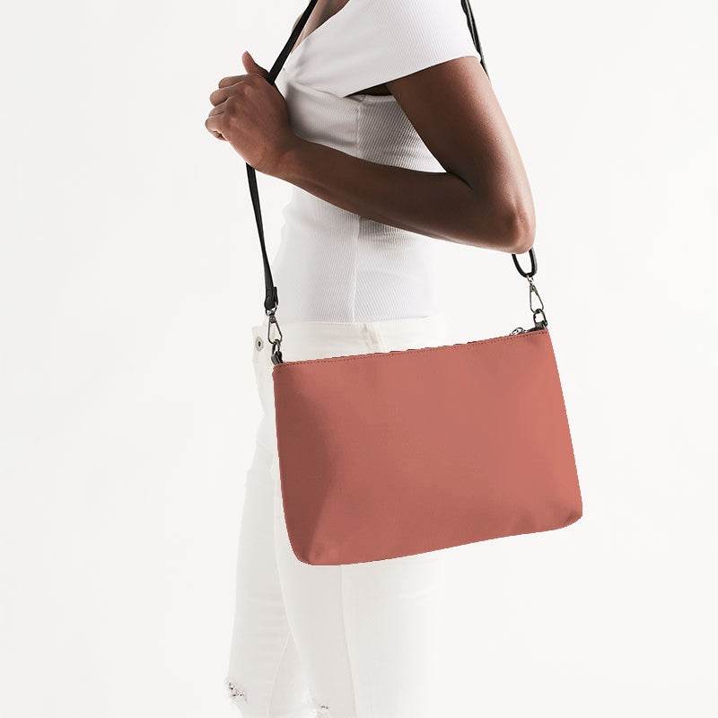 Medium-Light Muted Red Zip Pouch (R-MU-ML) - Side CloseUp