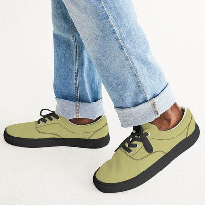 Medium-Light Muted Yellow Men's Canvas Sneakers (LY2-MU-ML) - Man CloseUp