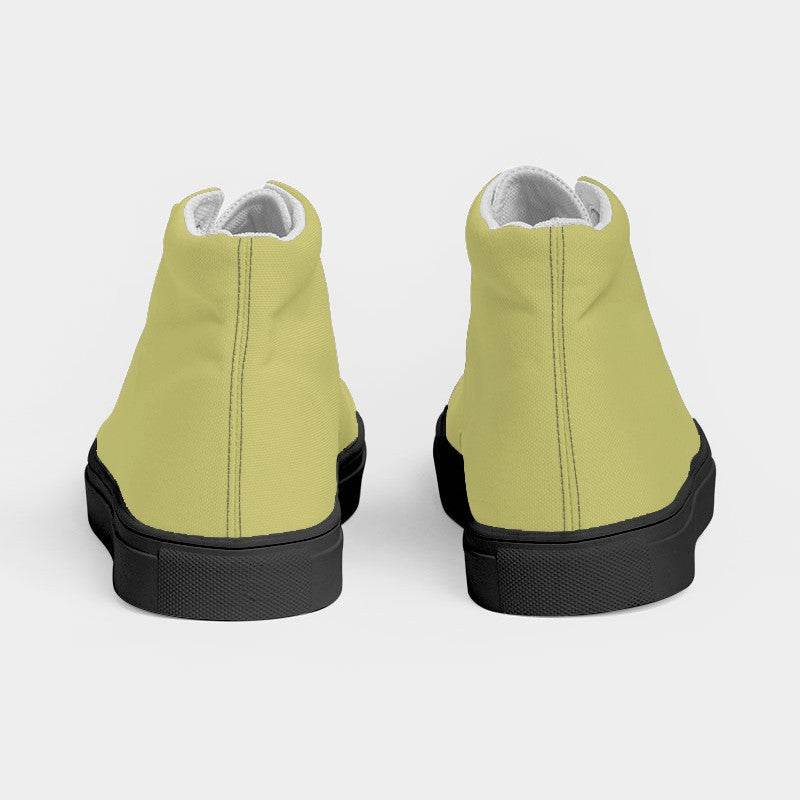 Medium-Light Muted Yellow Men's High-Top Canvas Sneakers (LY2-MU-ML) - Back