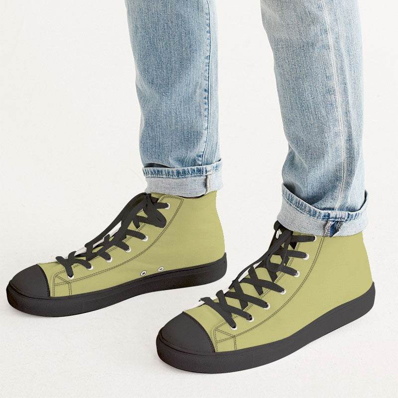 Medium-Light Muted Yellow Men's High-Top Canvas Sneakers (LY2-MU-ML) - Man CloseUp