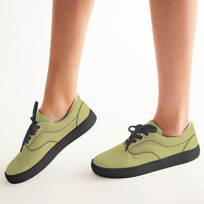 Medium-Light Muted Yellow Women's Canvas Sneakers (LY2-MU-ML) - Woman CloseUp