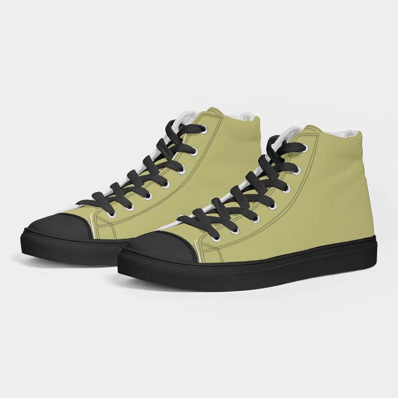 Medium-Light Muted Yellow Women's High-Top Canvas Sneakers (LY2-MU-ML) - Side 3