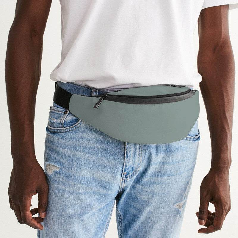 Medium-Light Neutral Blue-Green Belt Bag (BG-NE-ML) - Man Front CloseUp