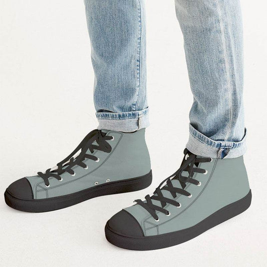 Medium-Light Neutral Blue-Green Men's High-Top Canvas Sneakers (BG-NE-ML) - Man CloseUp