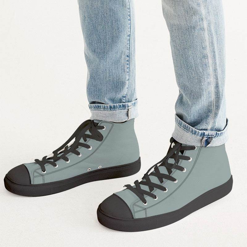 Medium-Light Neutral Blue-Green Men's High-Top Canvas Sneakers (CBG2-NE-ML) - Man CloseUp