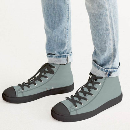 Medium-Light Neutral Blue-Green Men's High-Top Canvas Sneakers (CBG2-NE-ML) - Man CloseUp