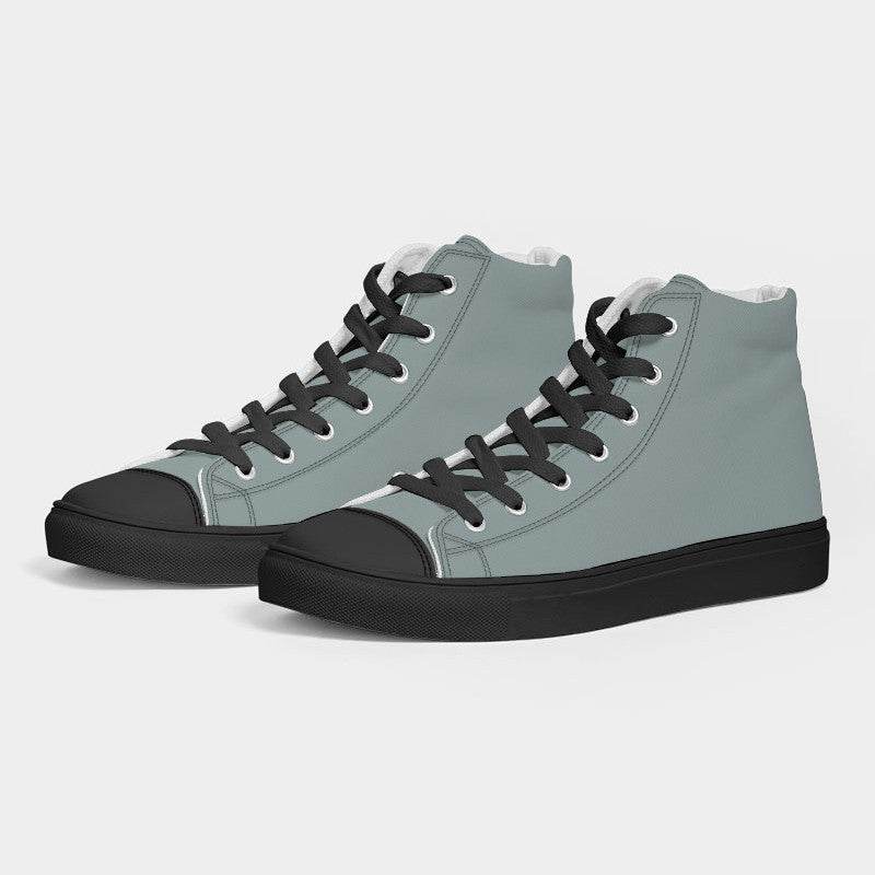 Medium-Light Neutral Blue-Green Men's High-Top Canvas Sneakers (CBG2-NE-ML) - Side 3