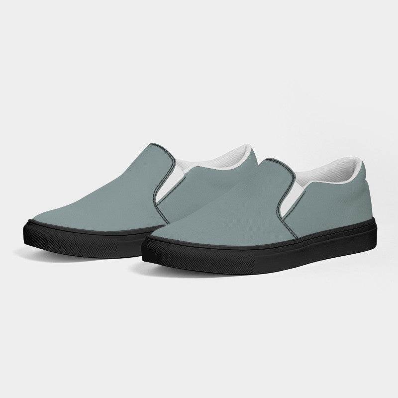 Medium-Light Neutral Blue-Green Men's Slip-On Canvas Sneakers (CBG2-NE-ML) - Side 3
