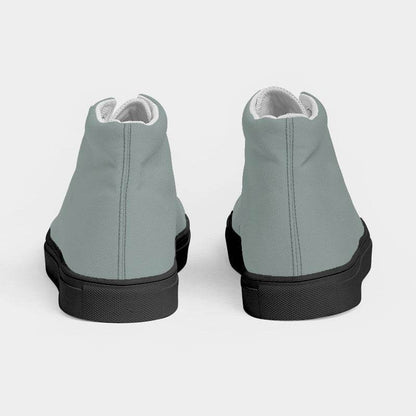 Medium-Light Neutral Blue-Green Women's High-Top Canvas Sneakers (BG-NE-ML) - Back
