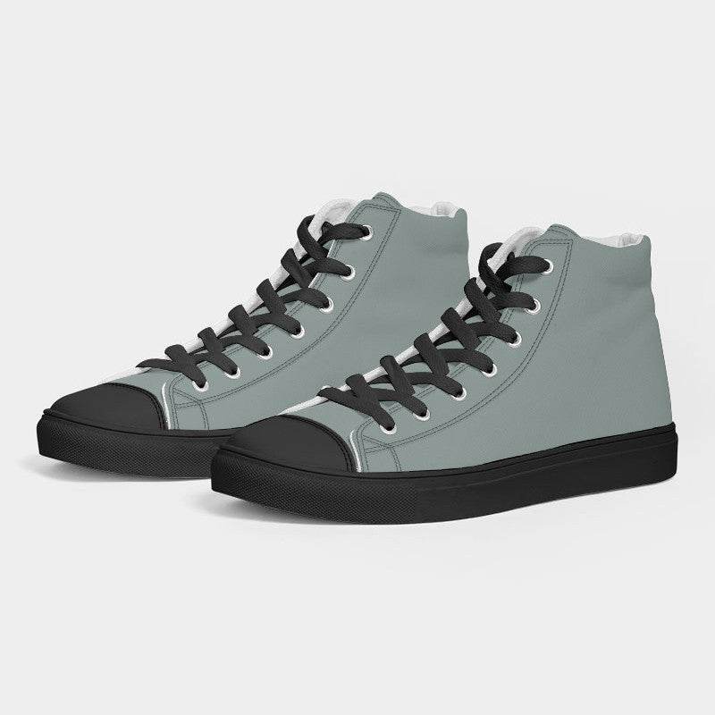 Medium-Light Neutral Blue-Green Women's High-Top Canvas Sneakers (BG-NE-ML) - Side 3