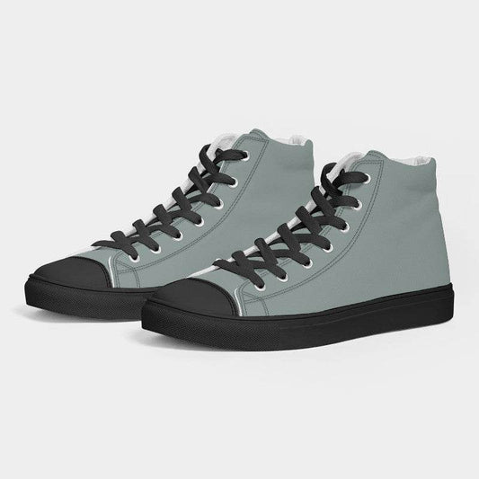 Medium-Light Neutral Blue-Green Women's High-Top Canvas Sneakers (BG-NE-ML) - Side 3