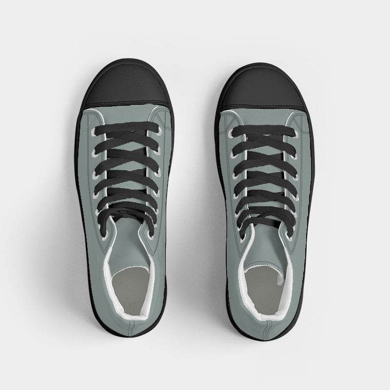 Medium-Light Neutral Blue-Green Women's High-Top Canvas Sneakers (BG-NE-ML) - Top