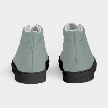 Medium-Light Neutral Blue-Green Women's High-Top Canvas Sneakers (CBG2-NE-ML) - Back