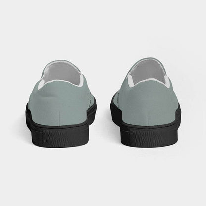 Medium-Light Neutral Blue-Green Women's Slip-On Canvas Sneakers (BG-NE-ML) - Back