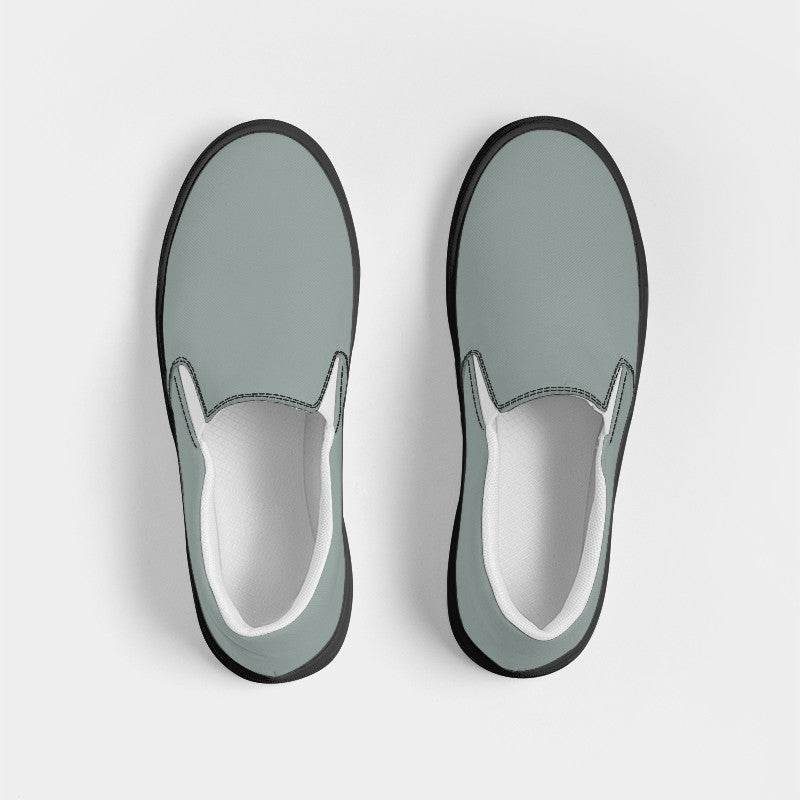 Medium-Light Neutral Blue-Green Women's Slip-On Canvas Sneakers (BG-NE-ML) - Top