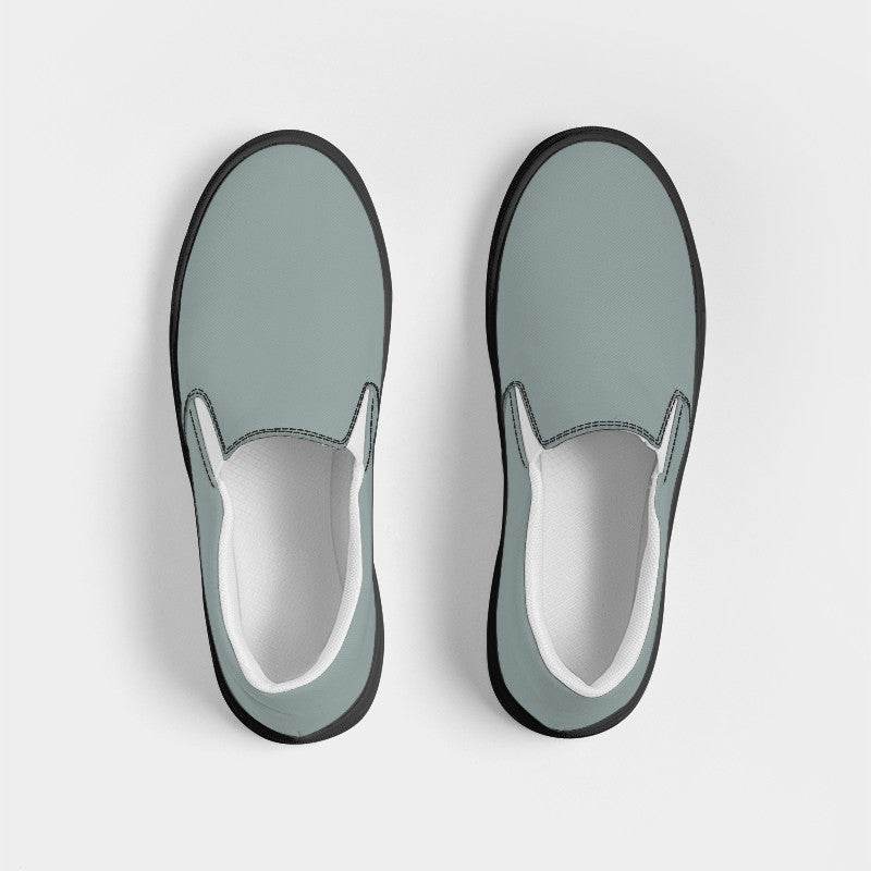 Medium-Light Neutral Blue-Green Women's Slip-On Canvas Sneakers (CBG2-NE-ML) - Top