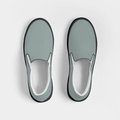 Medium-Light Neutral Blue-Green Women's Slip-On Canvas Sneakers (CBG2-NE-ML) - Top