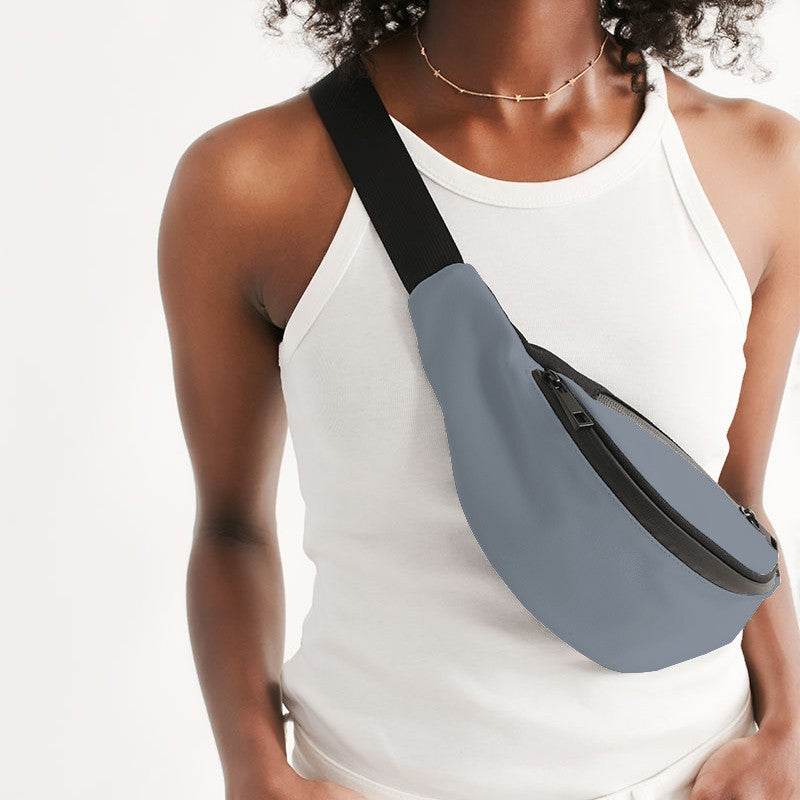 Medium-Light Neutral Blue Belt Bag (IB2-NE-ML) - Woman Front CloseUp