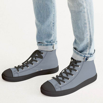 Medium-Light Neutral Blue Men's High-Top Canvas Sneakers (IB2-NE-ML) - Man CloseUp