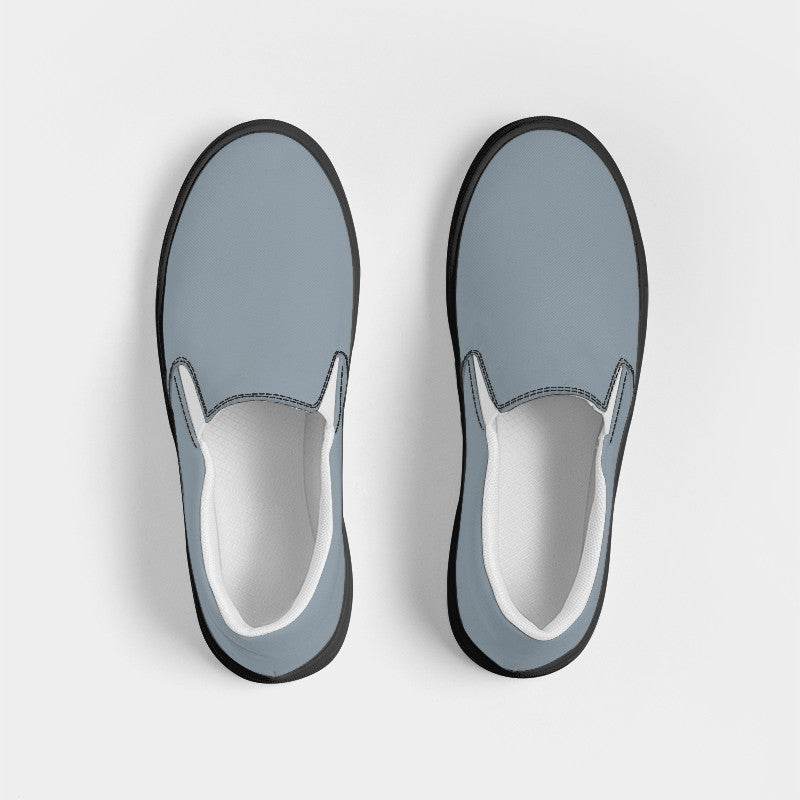 Medium-Light Neutral Blue Men's Slip-On Canvas Sneakers (B-NE-ML) - Top