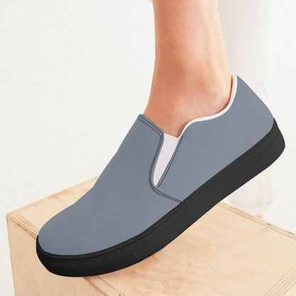 Medium-Light Neutral Blue Women's Slip-On Canvas Sneakers (IB2-NE-ML) - Woman CloseUp