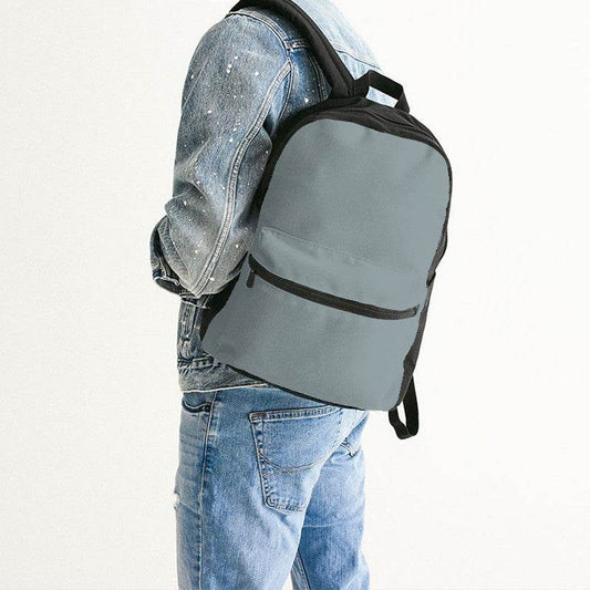 Medium-Light Neutral Cyan Canvas Backpack (C-NE-ML) - Man Back CloseUp