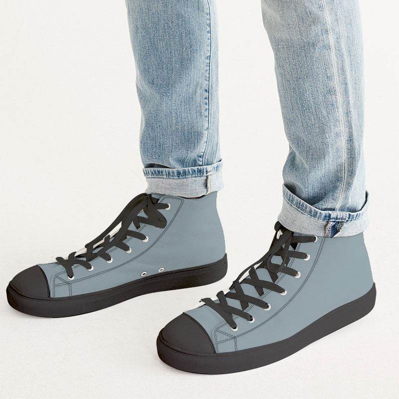 Medium-Light Neutral Cyan Men's High-Top Canvas Sneakers (BC2-NE-ML) - Man CloseUp