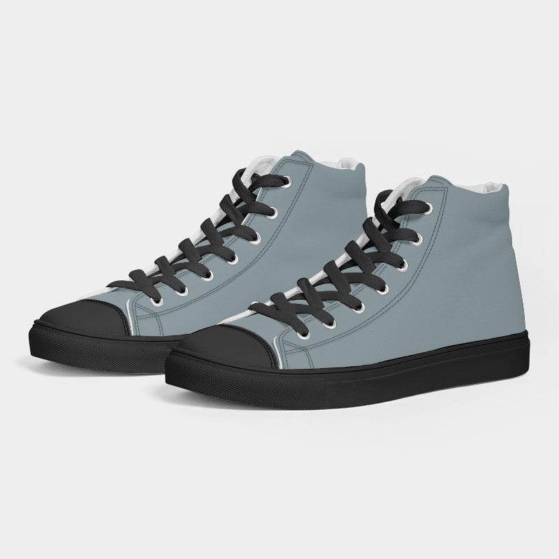Medium-Light Neutral Cyan Men's High-Top Canvas Sneakers (BC2-NE-ML) - Side 3