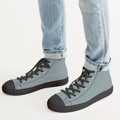 Medium-Light Neutral Cyan Men's High-Top Canvas Sneakers (C-NE-ML) - Man CloseUp