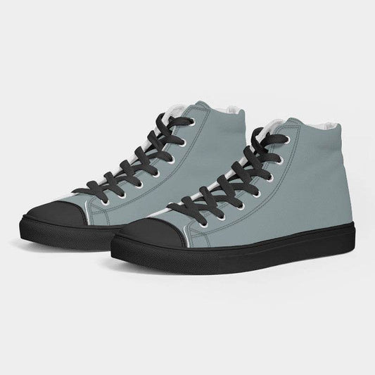 Medium-Light Neutral Cyan Men's High-Top Canvas Sneakers (C-NE-ML) - Side 3