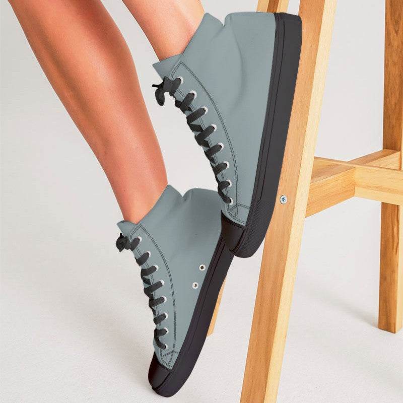 Medium-Light Neutral Cyan Women's High-Top Canvas Sneakers (C-NE-ML) - Woman CloseUp