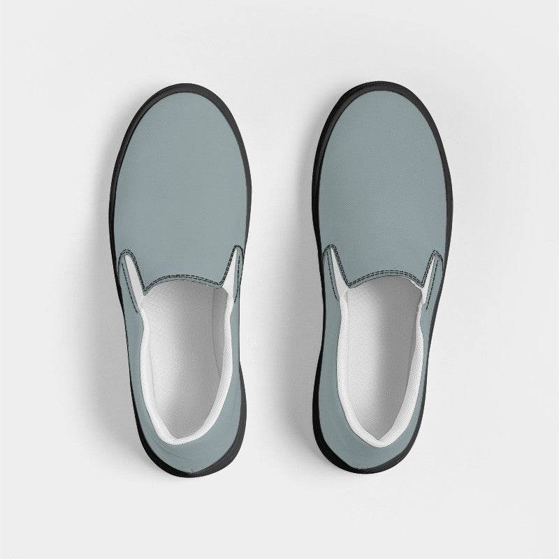 Medium-Light Neutral Cyan Women's Slip-On Canvas Sneakers (C-NE-ML) - Top