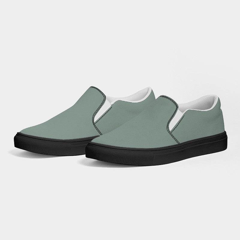 Medium-Light Neutral Green Women's Slip-On Canvas Sneakers (BGG2-NE-ML) - Side 3
