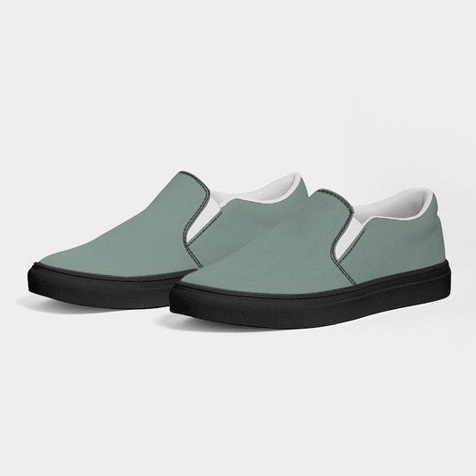Medium-Light Neutral Green Women's Slip-On Canvas Sneakers (BGG2-NE-ML) - Side 3