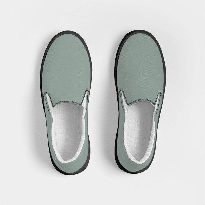 Medium-Light Neutral Green Women's Slip-On Canvas Sneakers (BGG2-NE-ML) - Top