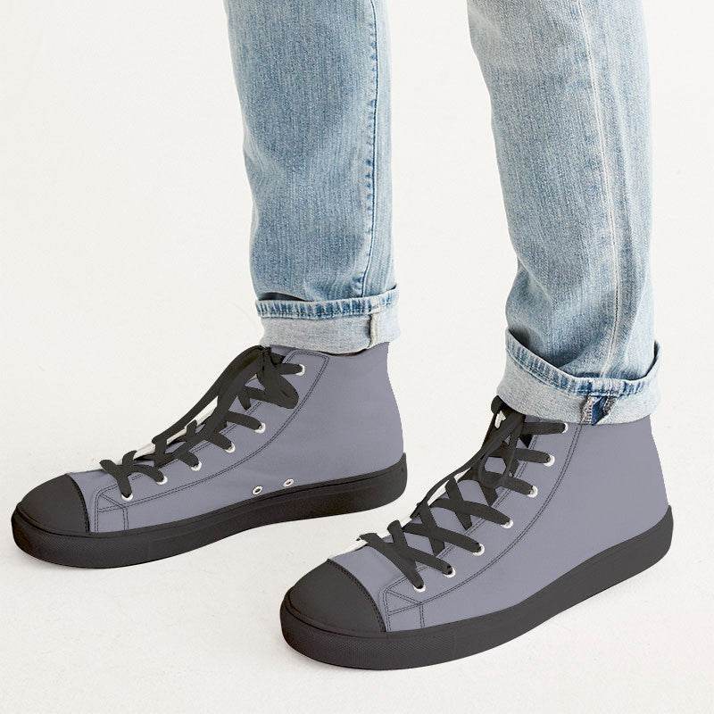 Medium-Light Neutral Indigo Men's High-Top Canvas Sneakers (PUI2-NE-ML) - Man CloseUp